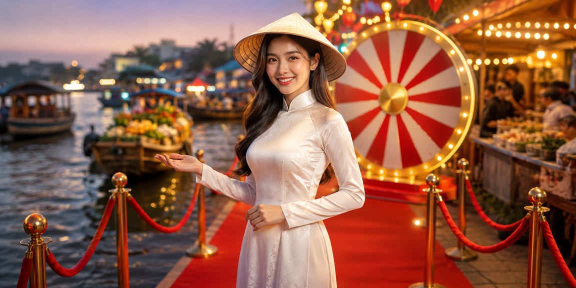 Không khí giải trí ban đêm tại chợ đêm Cần Thơ với roulette và trò chơi casino trực tuyến