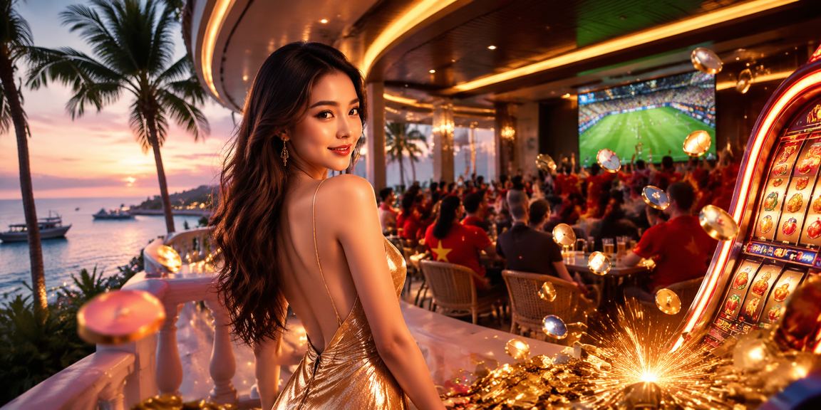Người chơi tại Phú Quốc thư giãn bên bờ biển trong khi trải nghiệm slot game trực tuyến trên điện thoại
